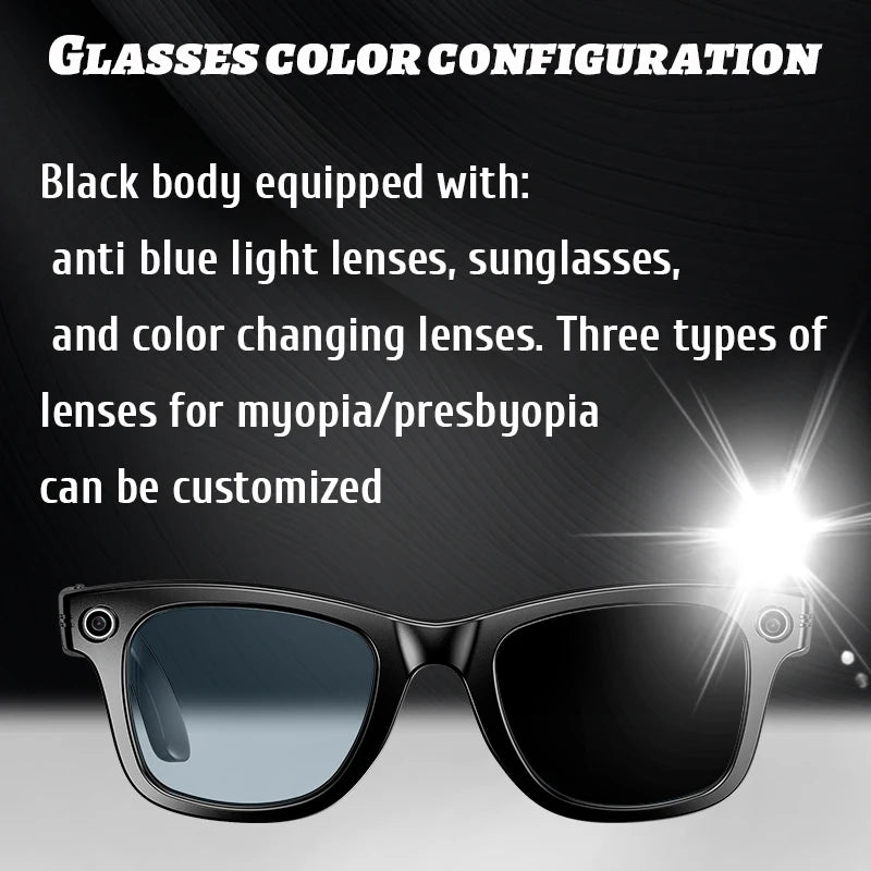 LIGE AI Smart Glasses with Camera 4GB Large Memory Touch Sport Sunglasses BluetoothCall Music Video Record Glasses For Men Women