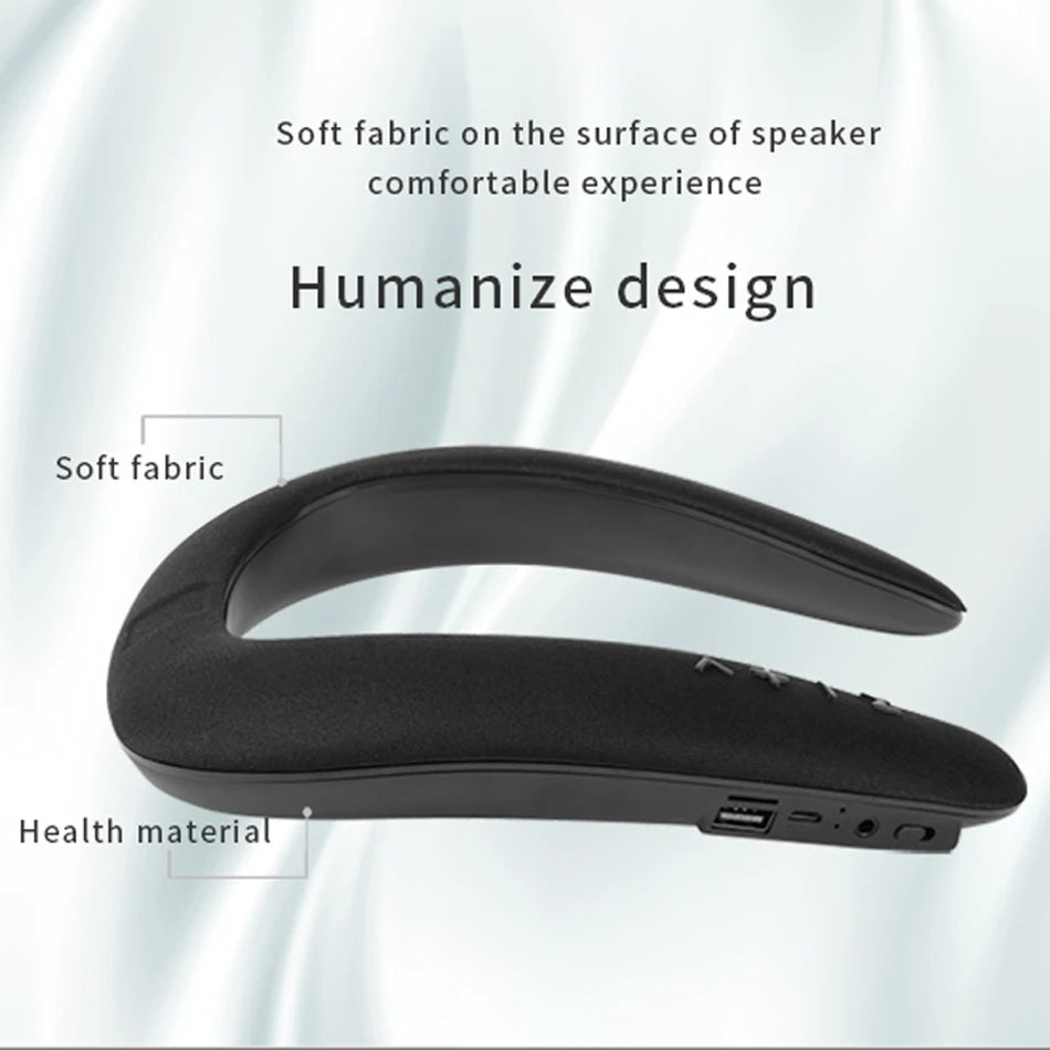 Portable Neck-mounted Speaker Wireless Bluetooth Speaker Stereo FM radio Support SD Card Slot with Microphone for Gaming