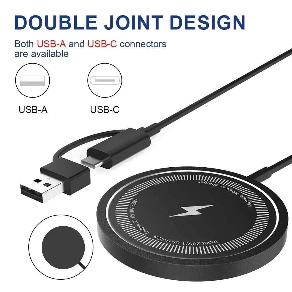 New 30W Magnetic Wireless Charger Fast Charging Pad Stand for iPhone 16 15 Pro Max Phone Chargers Station with Type C Data Cable