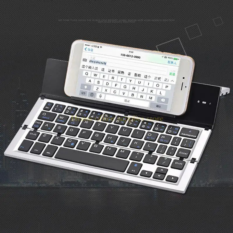 K43B Foldable Rechargeable Keyboard Mini Wireless Bluetooth-compatible Keyboards Aluminum Alloy Portable Travel Office Home