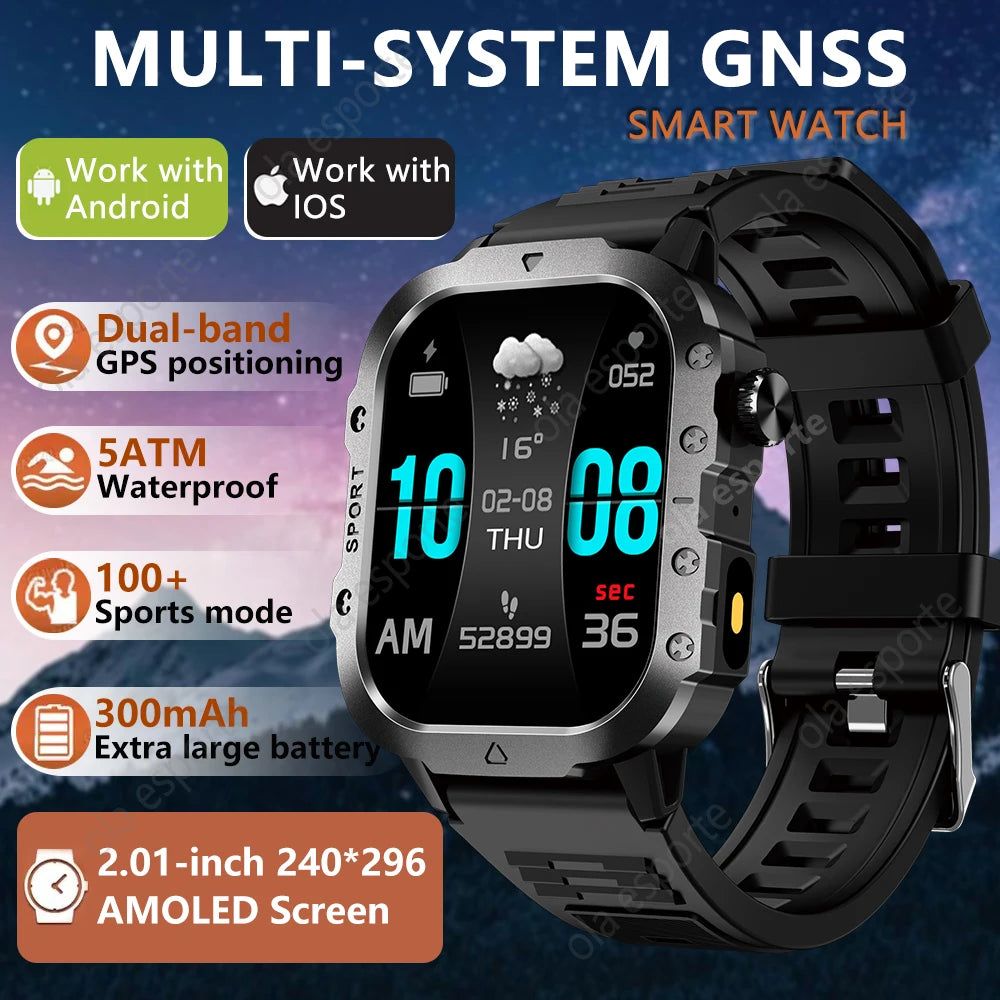 For Xiaomi Huawei Smart Watch Men Women Bluetooth Call GPS Compass Tracker Sports Watches LED Flashlight Touch Screen Smartwatch