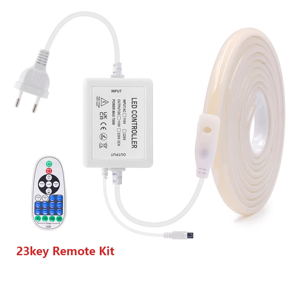 WIFI Bluetooth 220V Dimmable COB LED Strip Light Wall Touch 23key Remote 750W Controller 288LEDs Waterproof Flex Lamp Home Decor