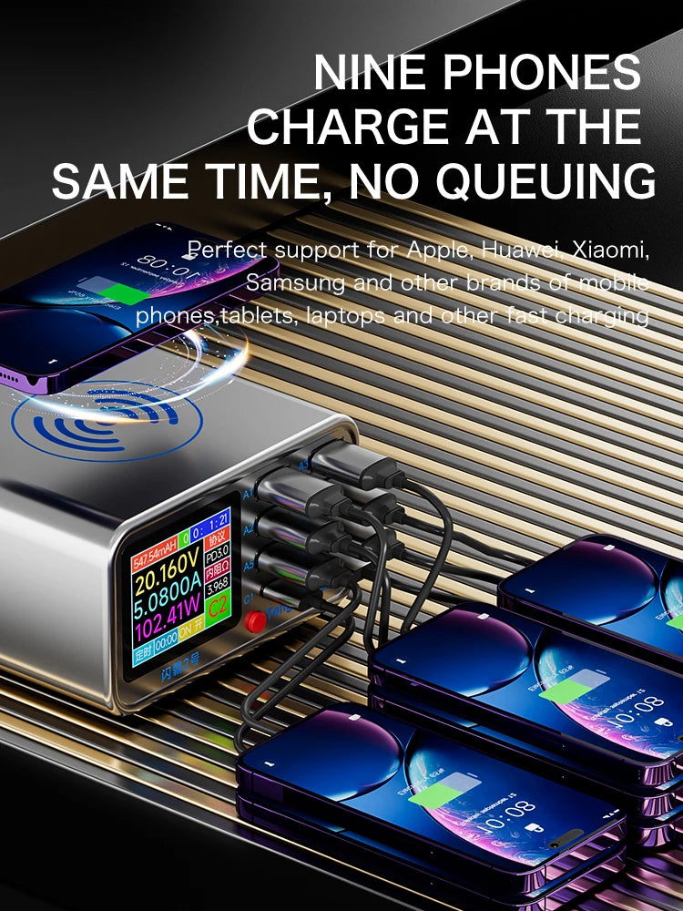 SHANBA No.2 320W flash charging USB Type-C wireless charging station For mobile phone /ipad/ laptop power super fast charging