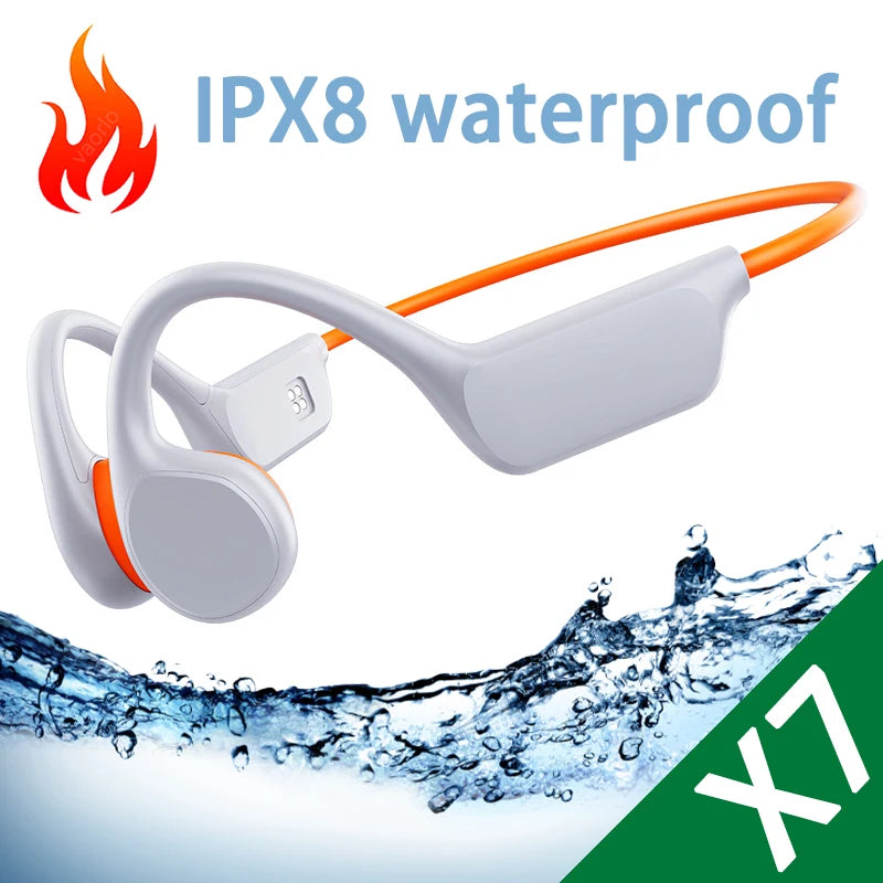 IPX8 Waterproof Bone Conduction Headphones X7 Bluetooth 32GB MP3 Swim Sports Wireless Earphone With Mic HIFI Bass Music Stereo