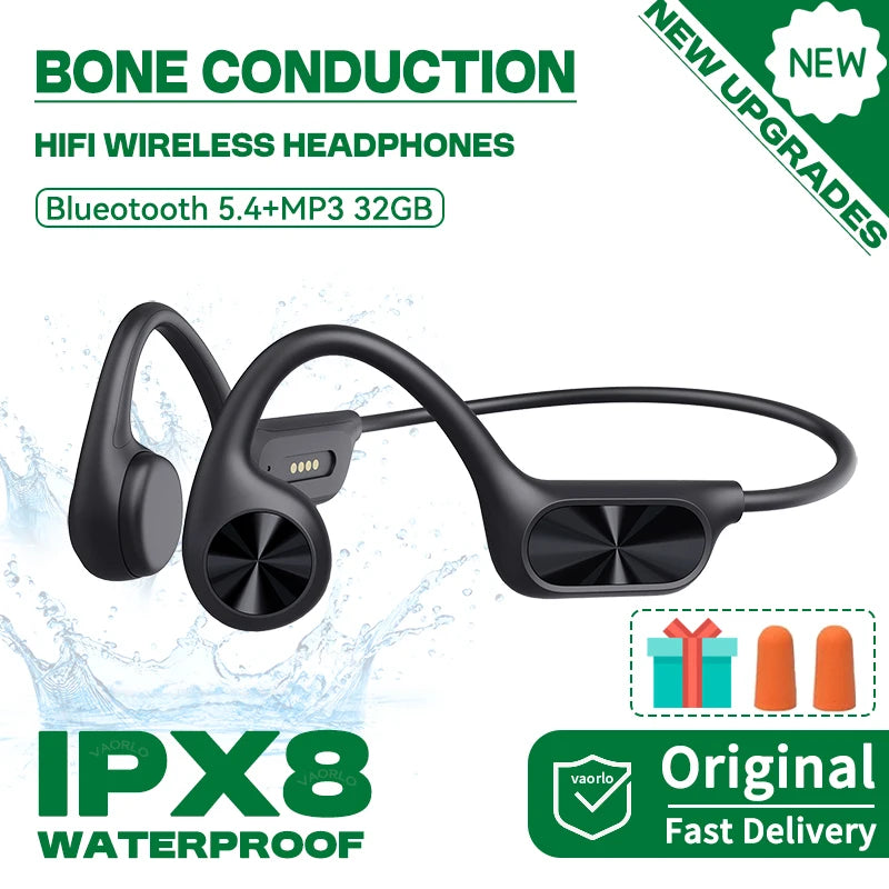 Original Bone Conduction Wireless Headphones Bluetooth 5.4 32GB MP3 Player IPX8 Waterproof Swimming Sports HIFI Music Headsets