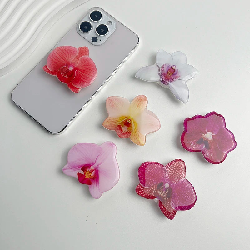 Phone Holder Folding Ring Phone Support Popular Style Internet Celebrity Orchid Acrylic Socket Grip Cymbidium Custom