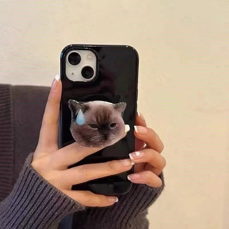 Cute 3D Funny Cat Griptok Grip Tok Korea Holder Ring For iPhone Samsung Accessories Lovely Cartoon Phone Stand Socket