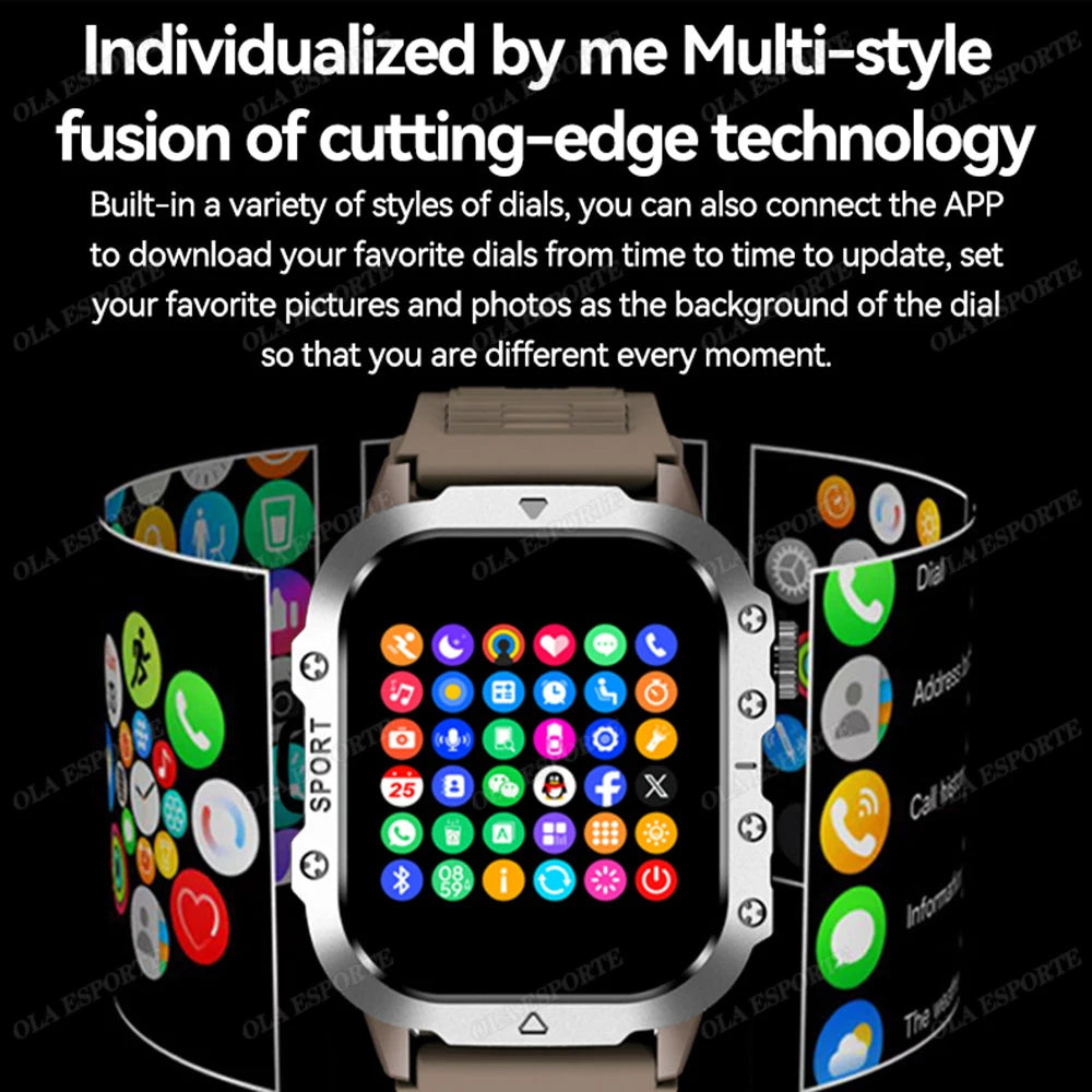 For Xiaomi Huawei Smart Watch Men Women Bluetooth Call GPS Compass Tracker Sports Watches LED Flashlight Touch Screen Smartwatch