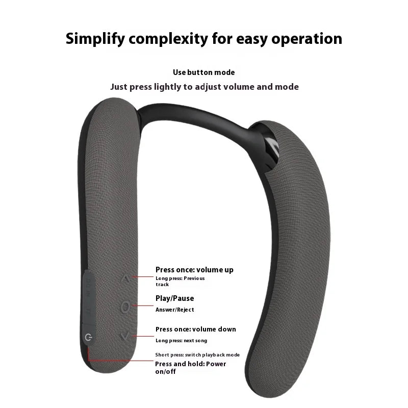 Rockmia ESB-911 Neckband Speaker Wireless Portable 65ms Low Delay Lightweight Speakers With Mic Waterproof TF Card Outdoor Sport