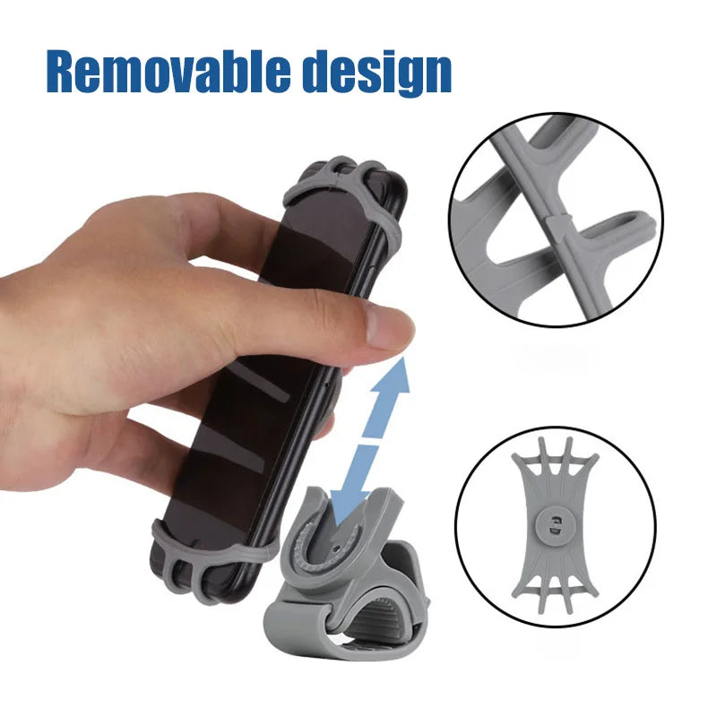 Universal Bicycle Mobile Phone Holder Rotating Silicone Bicycle Phone Holder Motorcycle Handlebar Holder For 4.0-6.0 Inch Phone