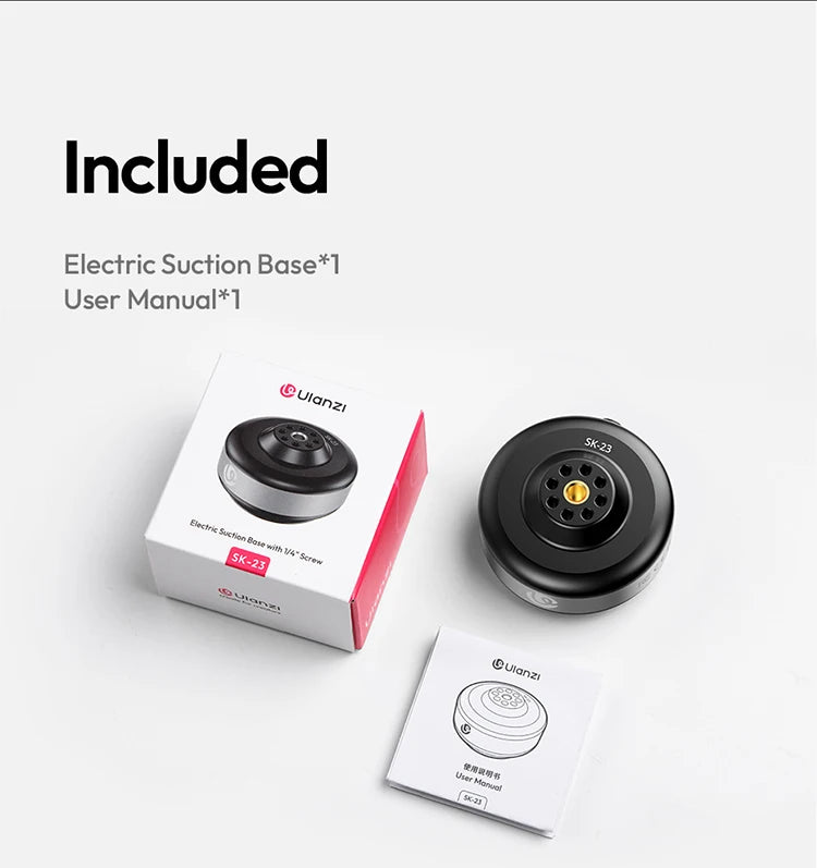 Ulanzi SK-23 Electric Automatic Suction Cup Magnetic Phone Holder Multi-functional Holder Anti-shake Vacuum Suction Car Holder