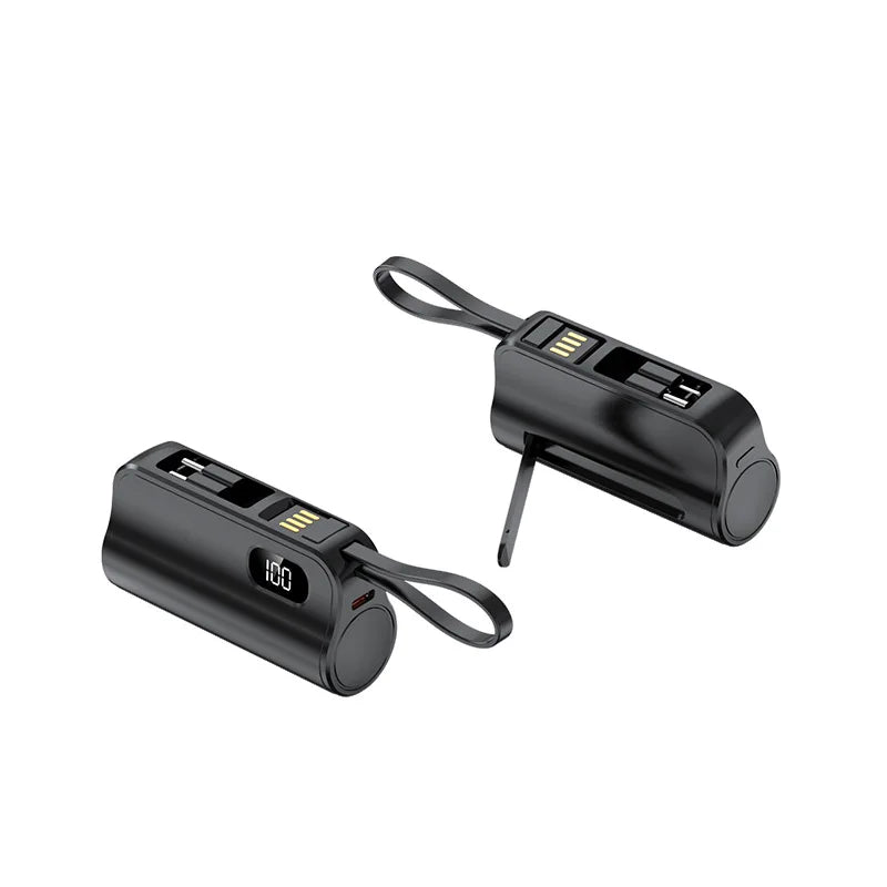 3/1 Capsule Power Banks 5000mah Mini Charging Emergency Tail Plug 22.5w Mobile Shared Powerbank Built-in Cable/invisible Bracket