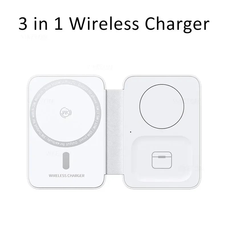 Folding 3 IN 1 Wireless Phone Watch ChargerMagnetic Fast Charger Station Folding For iPhone 12 15 16 13 14 Apple Watch Airpods
