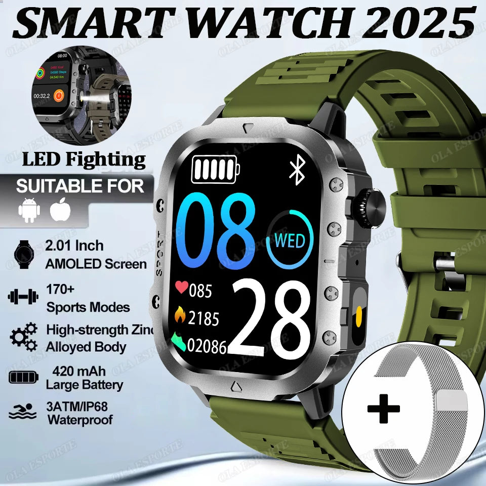 For Xiaomi Huawei Smart Watch Men Women Bluetooth Call GPS Compass Tracker Sports Watches LED Flashlight Touch Screen Smartwatch