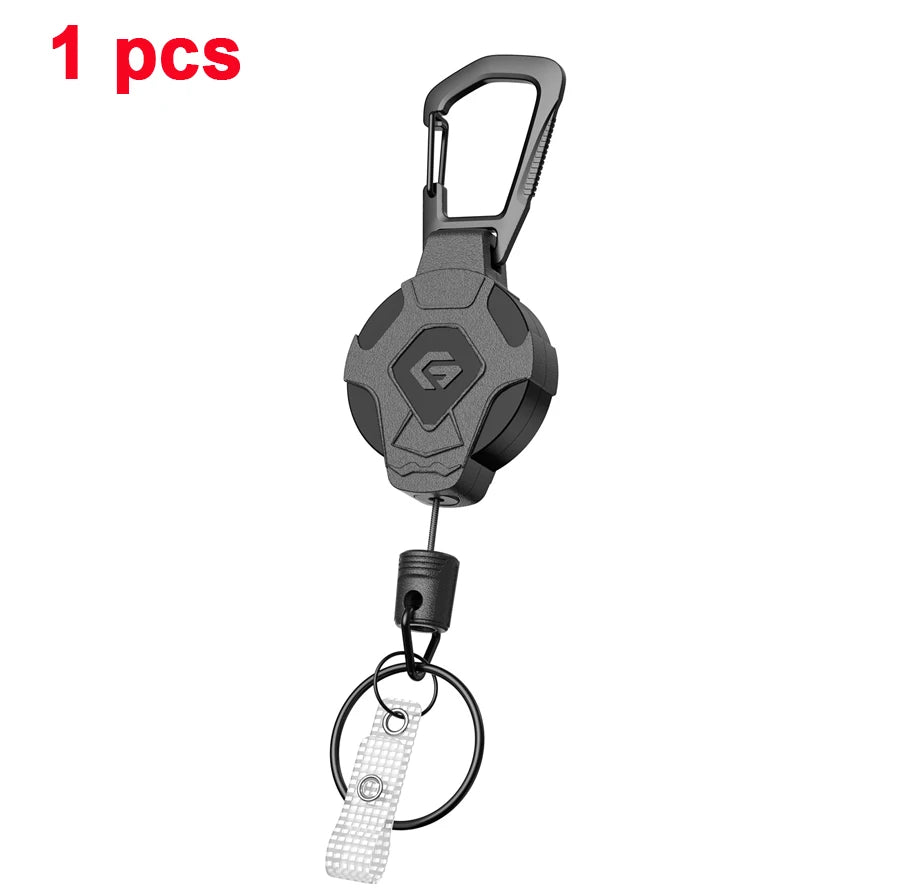 Minisopuru Retractable Keychain Heavy Duty With Phone clip fastener Tactical ID Badge Reel Strap Holder Retractable Cord KeyRing