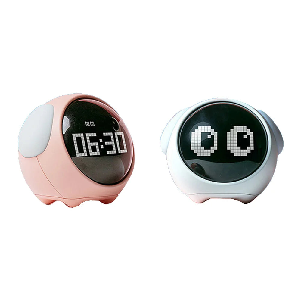 New Night Light Cute Expression Alarm Clock Child Alarm Clock Voice Controlled Light Multifunctional For Home Thermometer