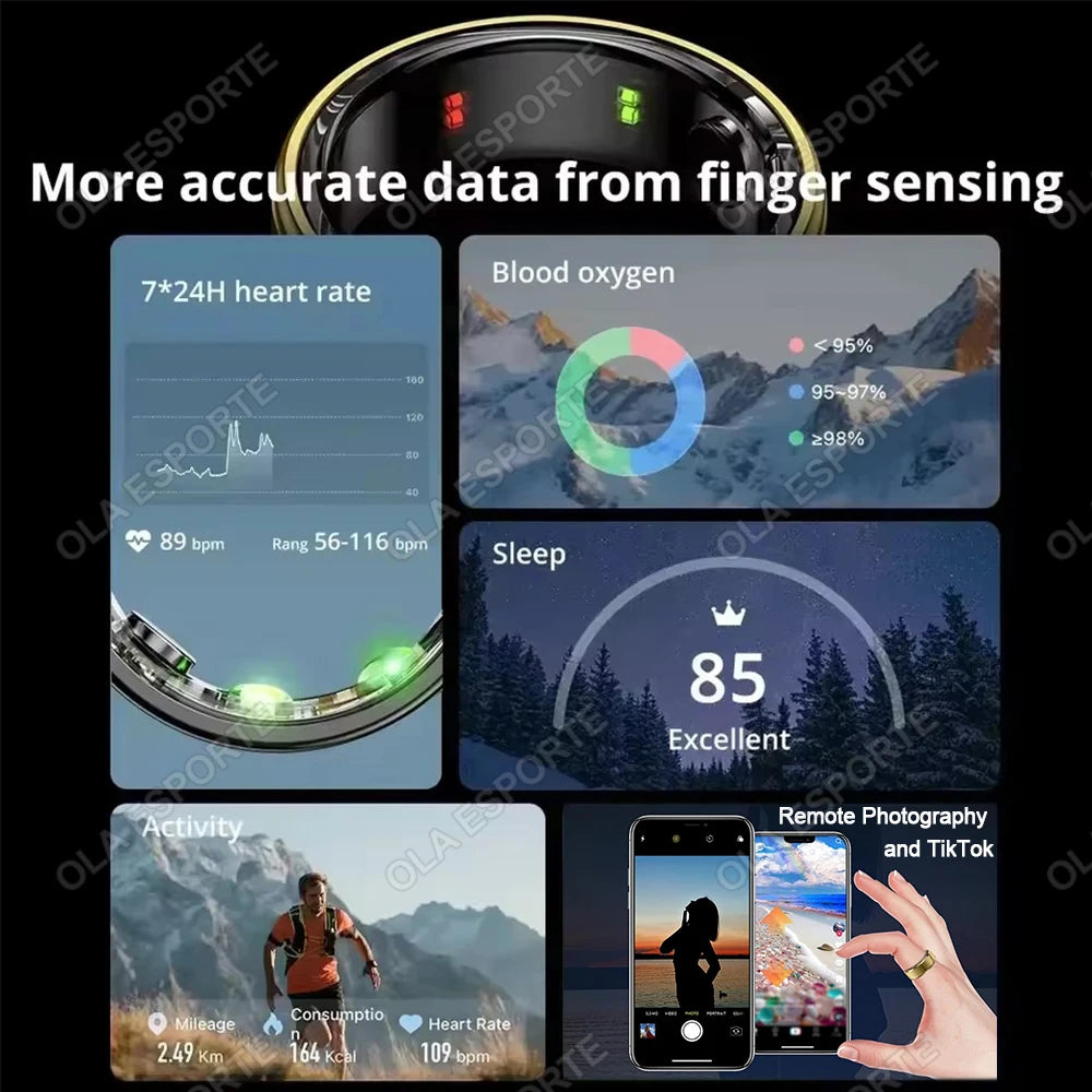 2025 New For Xiaomi Smart Ring Men Women, Heart Rate and Blood Oxygen Monitor Smartring IP68 & 5ATM Waterproof, Multi-sport Mode