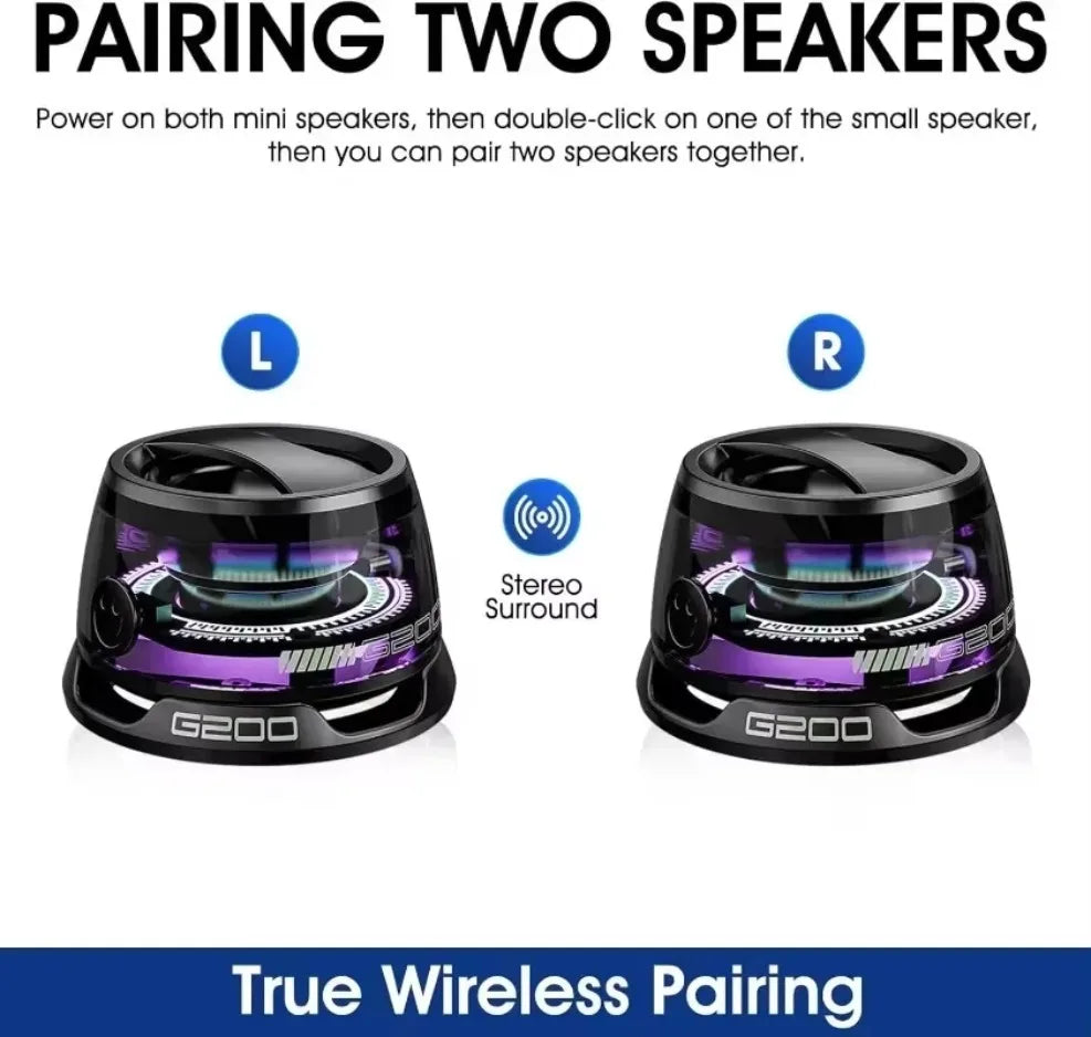 XIKCU Mini Portable Bluetooth Speaker G200 RGB Lighting Magnetic Speaker BT5.3 Small Sound Box 7 Hours Playback Phone Holder