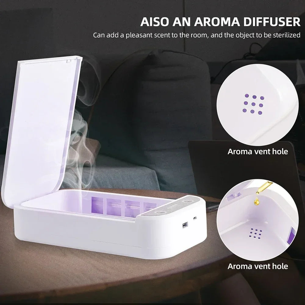 Multi Functional UV Disinfection Box for Mobile Phone Cleaning and Disinfection UV Sterilization for Smartpone Glasses Bottles
