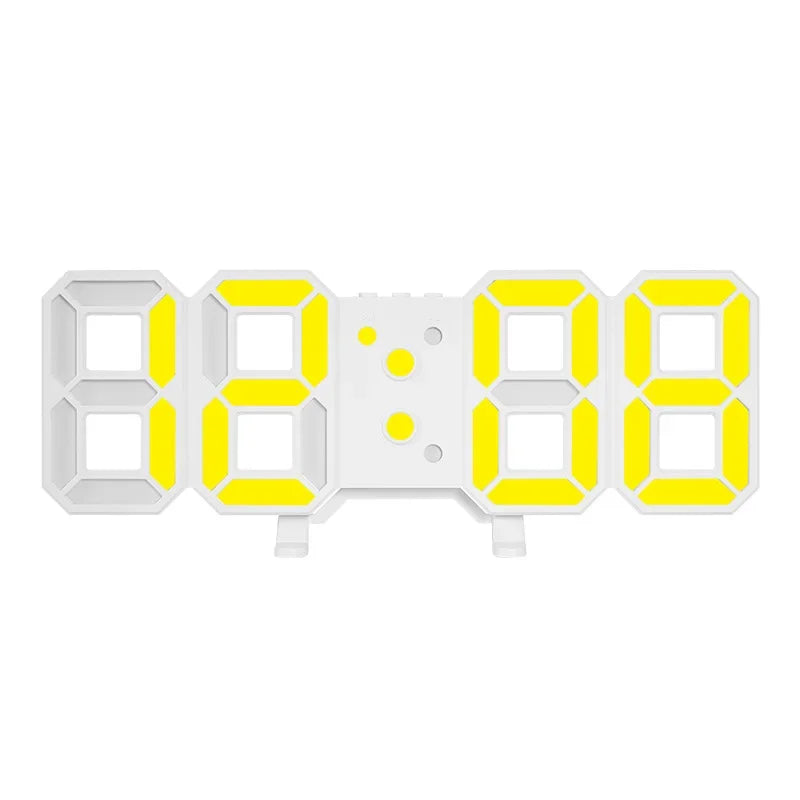 3D LED Digital Clock Wall Decor Glowing Night Mode 3 Alarms Electronic Table Clock Time Temperature Wall Clock for Living Room