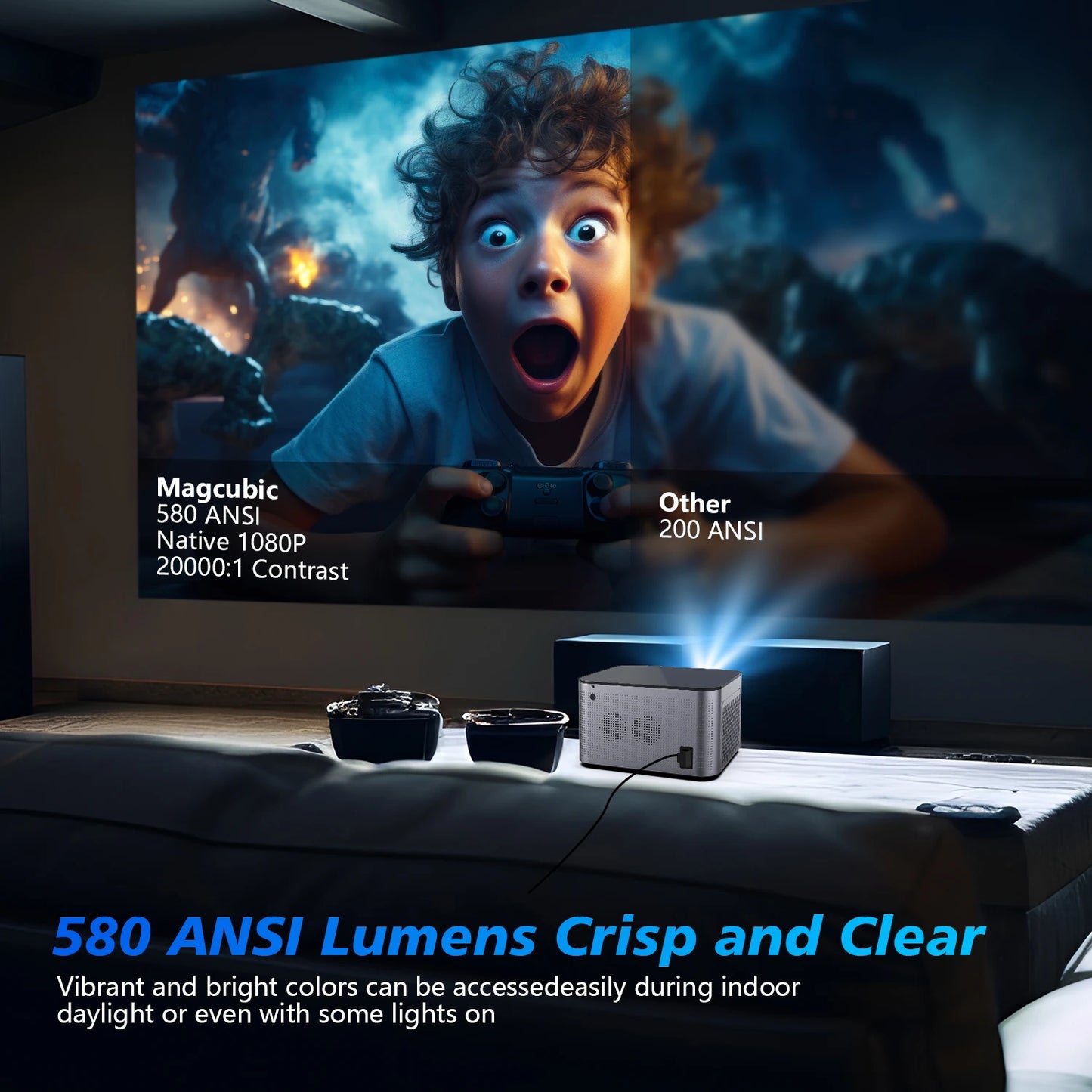 Magcubic 580ANSI Auto Focus Projector Android 11 4K 1080P Wifi6 Voice Control Allwinner H713 BT5.0 Home Cinema HY350 Pro