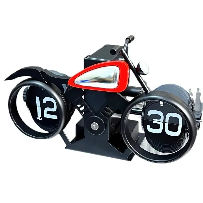 Motorcycle Style Flip Clock Creative Desktop Pendulum Clock Decoration American Mechanical Motobike Clock