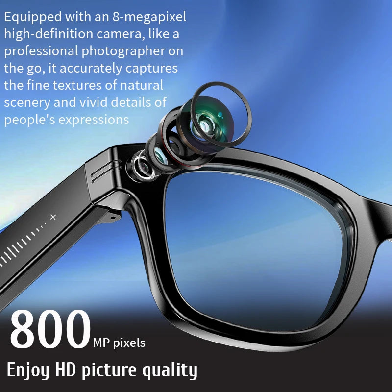 LIGE AI Smart Glasses with Camera 4GB Large Memory Touch Sport Sunglasses BluetoothCall Music Video Record Glasses For Men Women