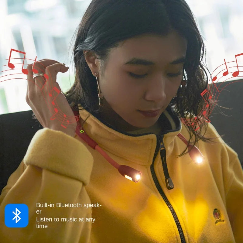 Neck Mounted Bluetooth Speaker With Flashlight And 39 ℃ Constant Temperature Heating Function Suitable For Reading And Exercise