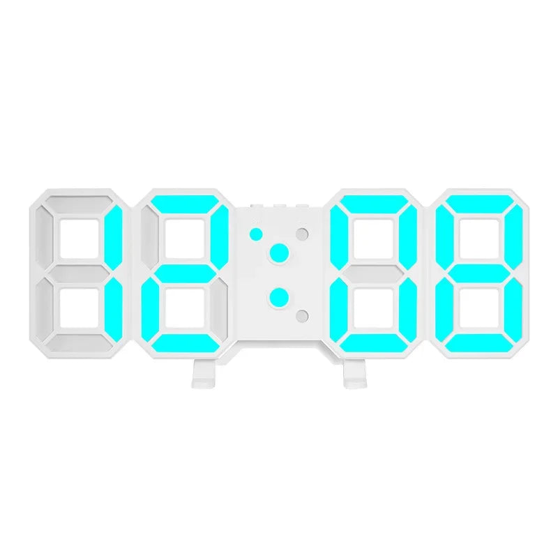 3D LED Digital Clock Wall Decor Glowing Night Mode 3 Alarms Electronic Table Clock Time Temperature Wall Clock for Living Room