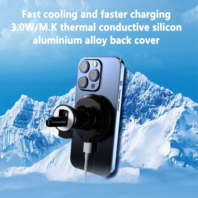Car Air Outlet Wireless Charger Phone Stand For Magsafe iPhone 16 15 14 13 12 Pro Max Air Vent Cell Magnet Fast Charging Station