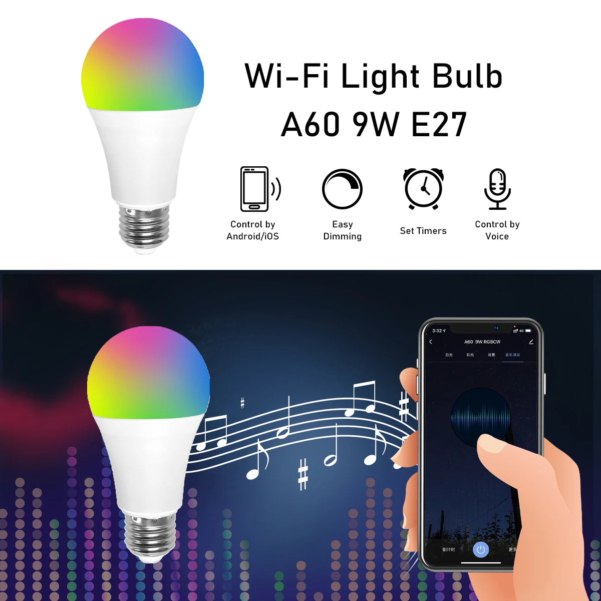 LED WIFI Smart Light GU10 Bulb 10w 6W E14 B22 E27 110V 220V Rgb Dimmable Spotlight Wifi Led Lamp Work With Alexa Google Home