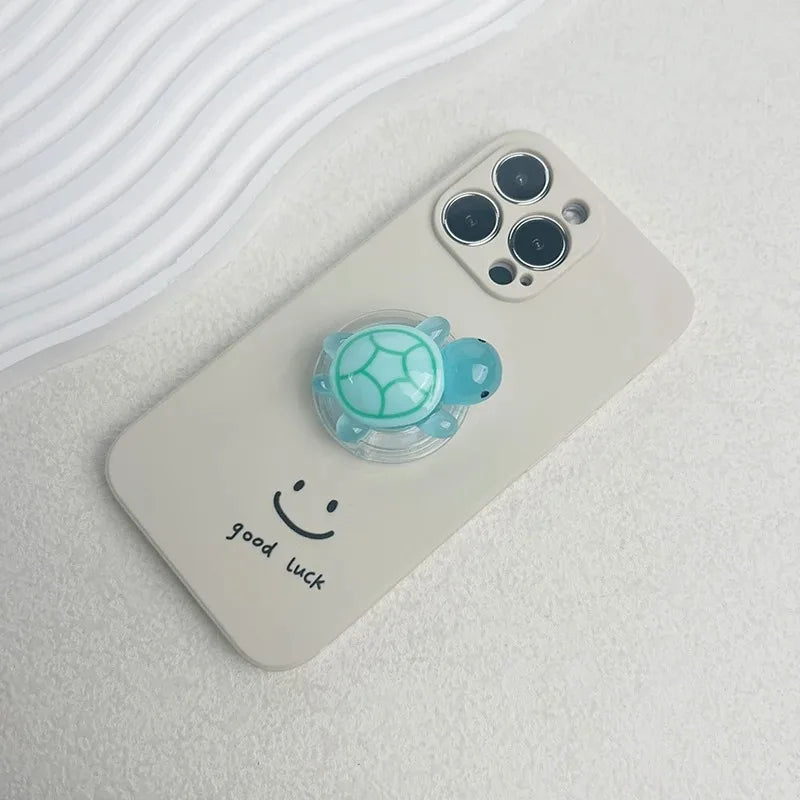 Korean Cute Luminous Turtle Phone Holder Griptok Finger Ring Support For iPhone Samsung Cases Grip Tok Socket Bracket Girl Gift