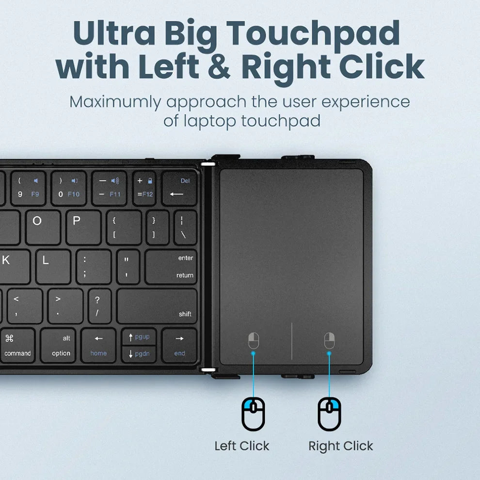 Foldable Wireless Bluetooth Keyboard Rechargeable Folding Portable Keyboards for PC Mac Smartphone Windows iOS Android