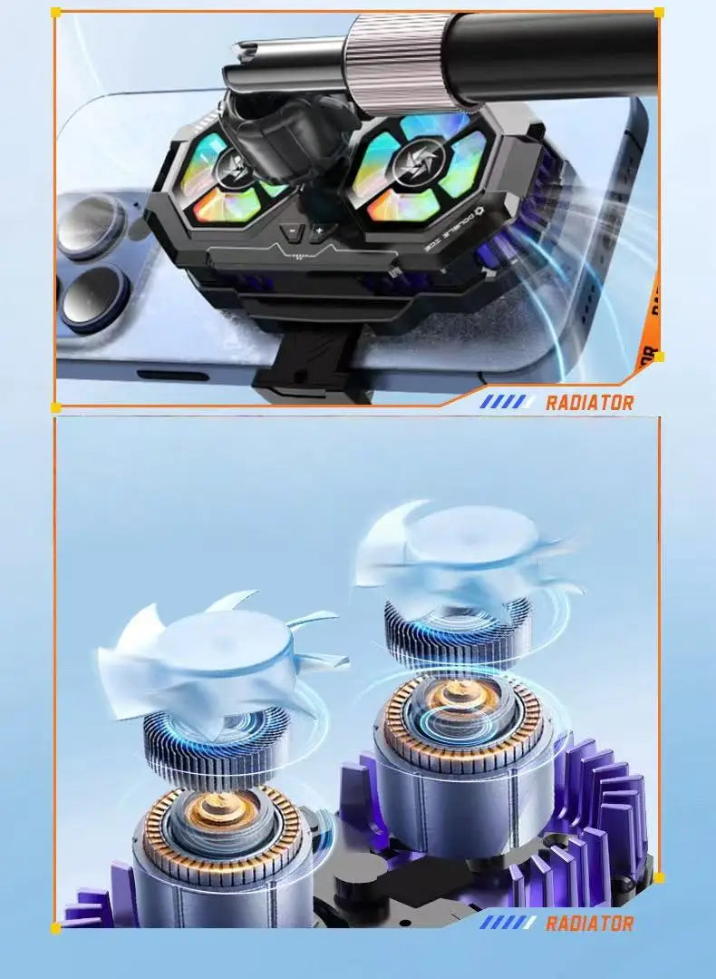 Mobile phone radiator stand digital display ultra-silent dual fans fast cooling live broadcast cooling tool