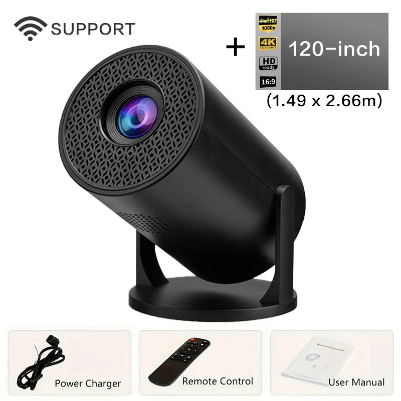 Mag cube Projector 4K 1080P HD HY300 Pro M5 Outdoor Cinema Portable Android For iPhone IOS Home House Bluetooth TV Game Movie