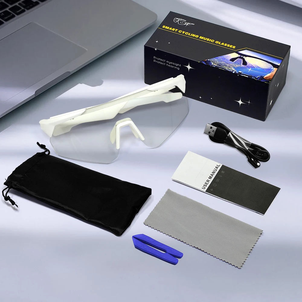 Cycling Glasses Bike Sunglasses With AI Smart Voice Assistant Wireless BT 5.4 Eyewear Goggles Women Men MTB Road Bicycle Glasses