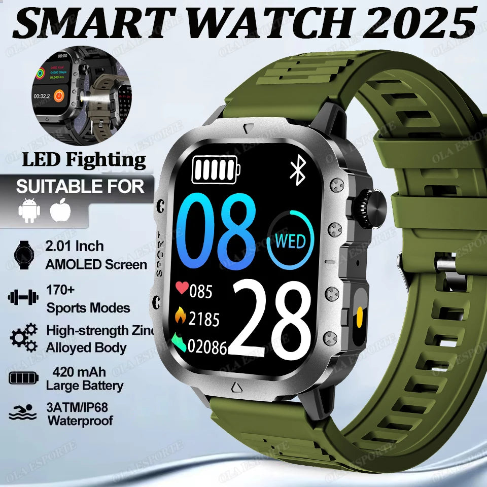 For Xiaomi Huawei Smart Watch Men Women Bluetooth Call GPS Compass Tracker Sports Watches LED Flashlight Touch Screen Smartwatch