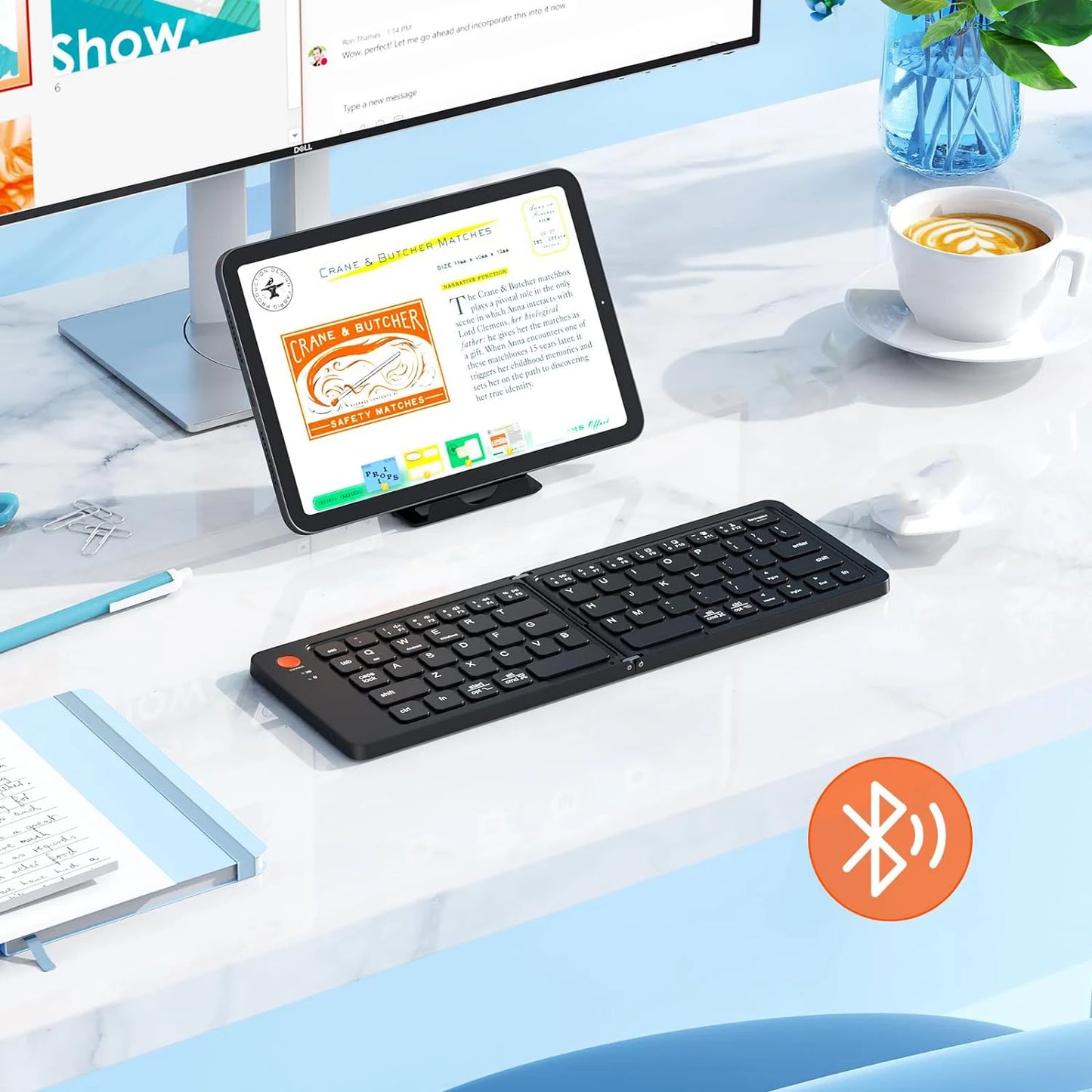 Foldable Keyboard Portable Bluetooth USB-C Rechargeable Ultra Slim Keyboard Compatible IOS Android Windows Smartphone