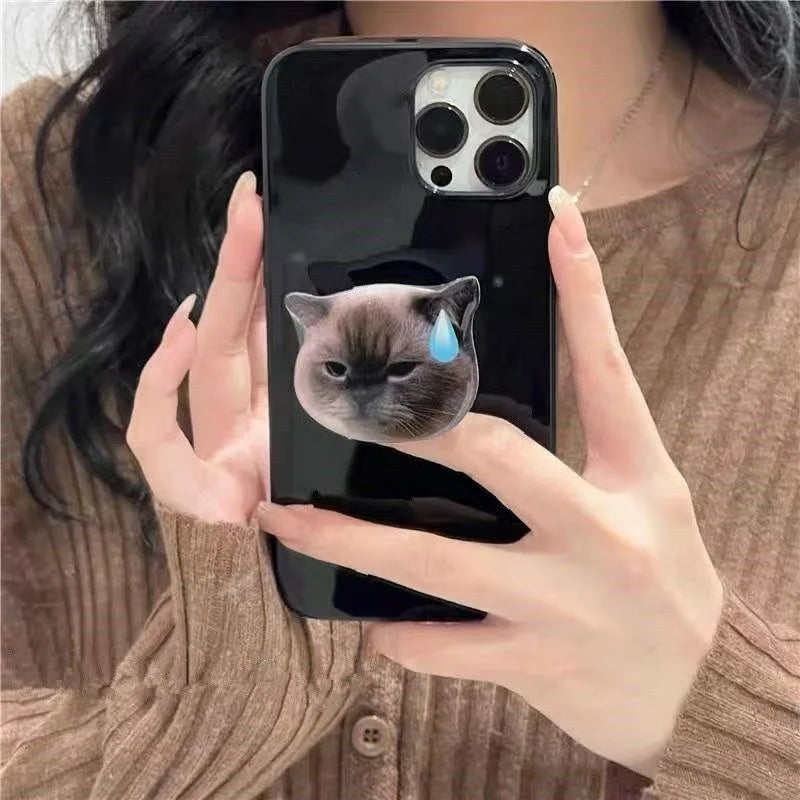 Cute 3D Funny Cat Griptok Grip Tok Korea Holder Ring For iPhone Samsung Accessories Lovely Cartoon Phone Stand Socket