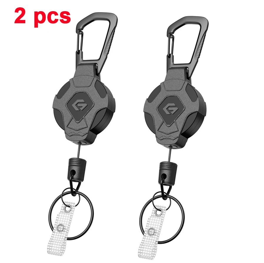 Minisopuru Retractable Keychain Heavy Duty With Phone clip fastener Tactical ID Badge Reel Strap Holder Retractable Cord KeyRing