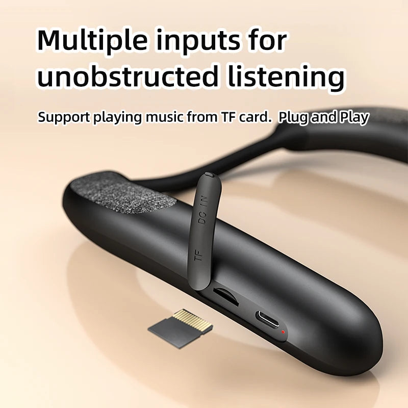 Rockmia EBS-910 Portable Wireless Bluetooth Speake Neck Wearable TF card Stereo Music Player Microphone Bass AAC Speaker