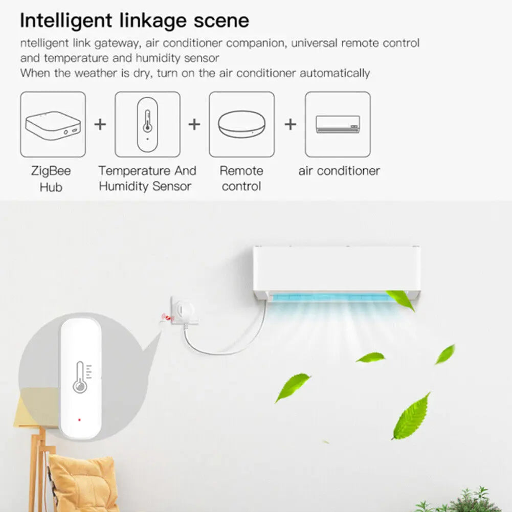Tuya Zigbee Smart Temperature Humidity Sensor Battery Powered ZigBee Smart Home Security Work With Alexa Google Home Yandex
