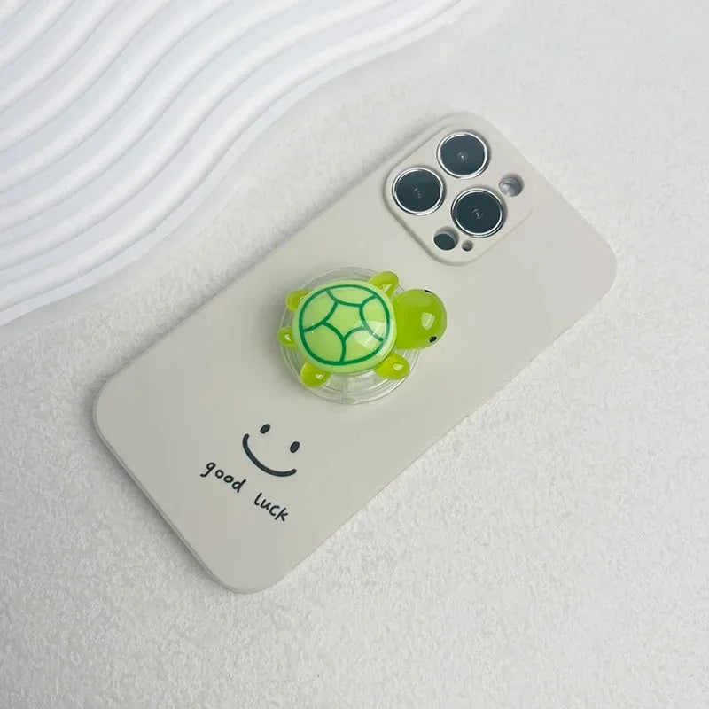 Korean Cute Luminous Turtle Phone Holder Griptok Finger Ring Support For iPhone Samsung Cases Grip Tok Socket Bracket Girl Gift