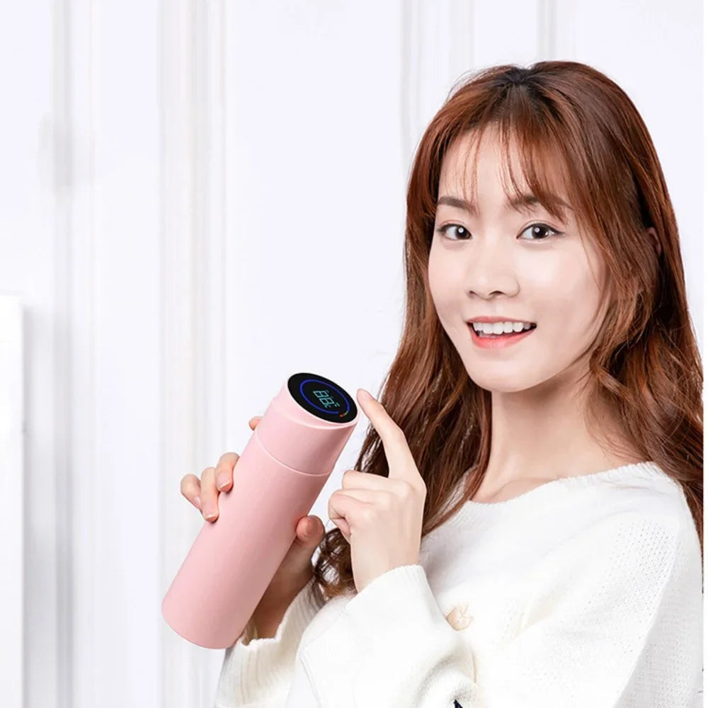 304 Stainless Steel 450ml UVC Light Sterilizing Water Bottle Double Insulated LCD Display Smart Cup UV Sterilization Thormos