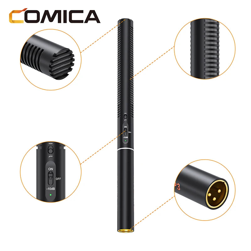 COMICA VP3 Super Cardioid Condenser XLR Shotgun Microphone for video shooting,live streaming, report and podcasting.