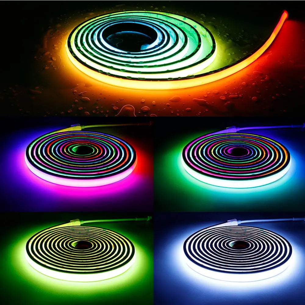 WS2811 RGBIC COB Neon LED Strip 720Leds/m High Density Addressable FCOB LED Light Tape IP68 Waterproof DC24V