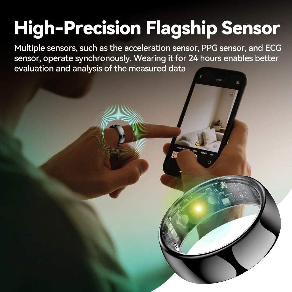 For Xiaomi Huawei New Smart Ring Heart Rate Blood Oxygen Health Monitor 3ATM Waterproof Multi-sport Mode Wireless Charging