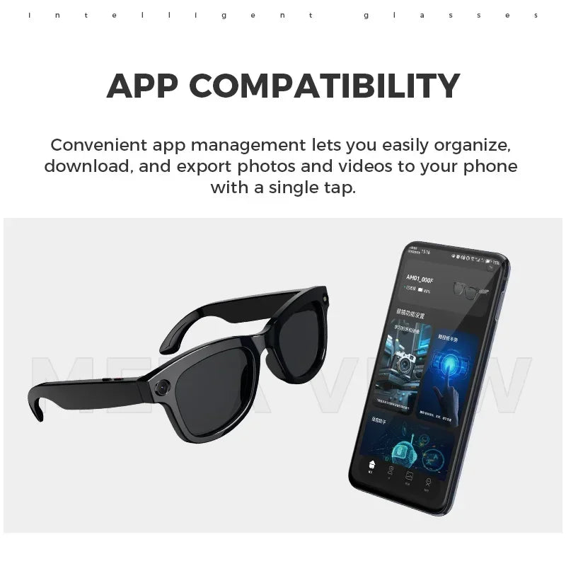 2025 AI Smart Glasses 8MP Professional-Grade Camera HD Video Music Bluetooth Call AI Voice Control Smart Glasses For Men Women