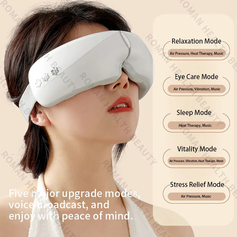 Smart Heated Eye Massager with Steam & Rechargeable, Kids/Adults Eye Care Mask for Relieving Eye Strain, Headache,Portable Sleep