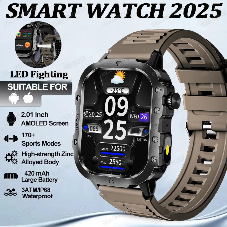 For Xiaomi Huawei Smart Watch Men Women Bluetooth Call GPS Compass Tracker Sports Watches LED Flashlight Touch Screen Smartwatch